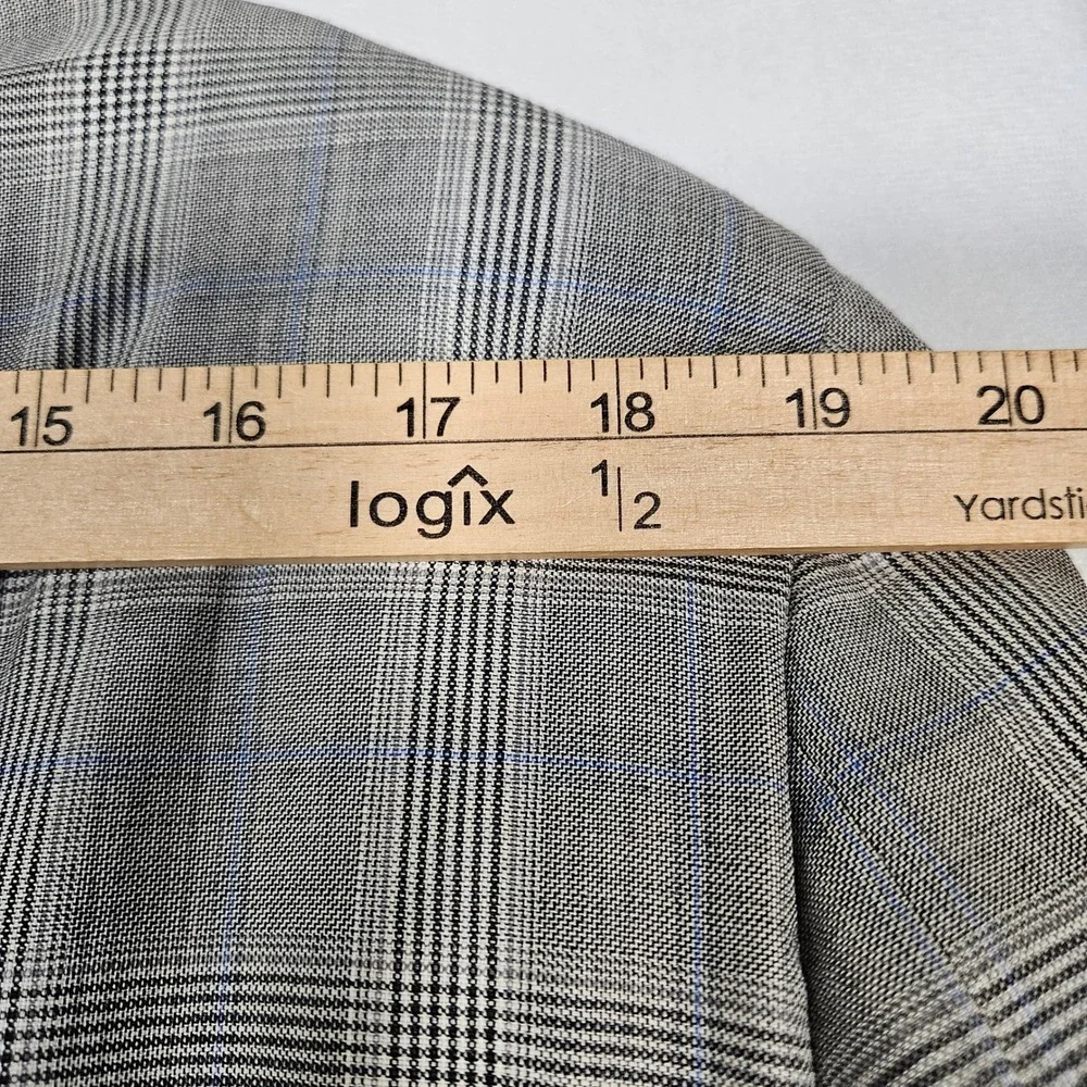 Hickey Freeman Suit Set Mens 46L 36x30 Grey Glen Plaid Wool Business Formal USA